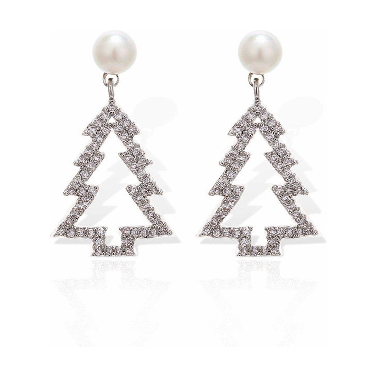 Rhinestone Christmas Tree Earrings