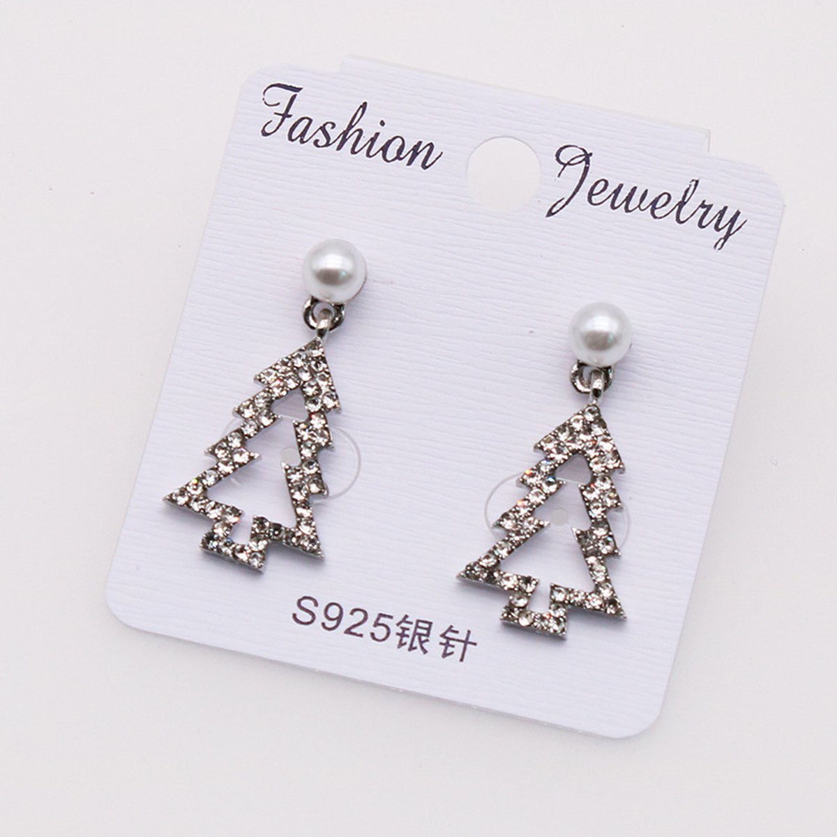 Rhinestone Christmas Tree Earrings