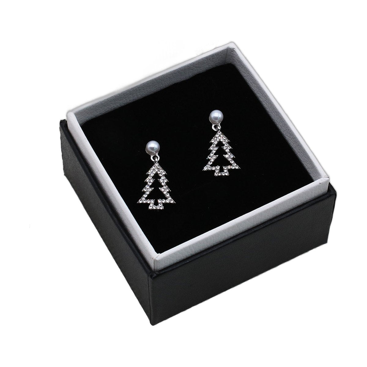Rhinestone Christmas Tree Earrings