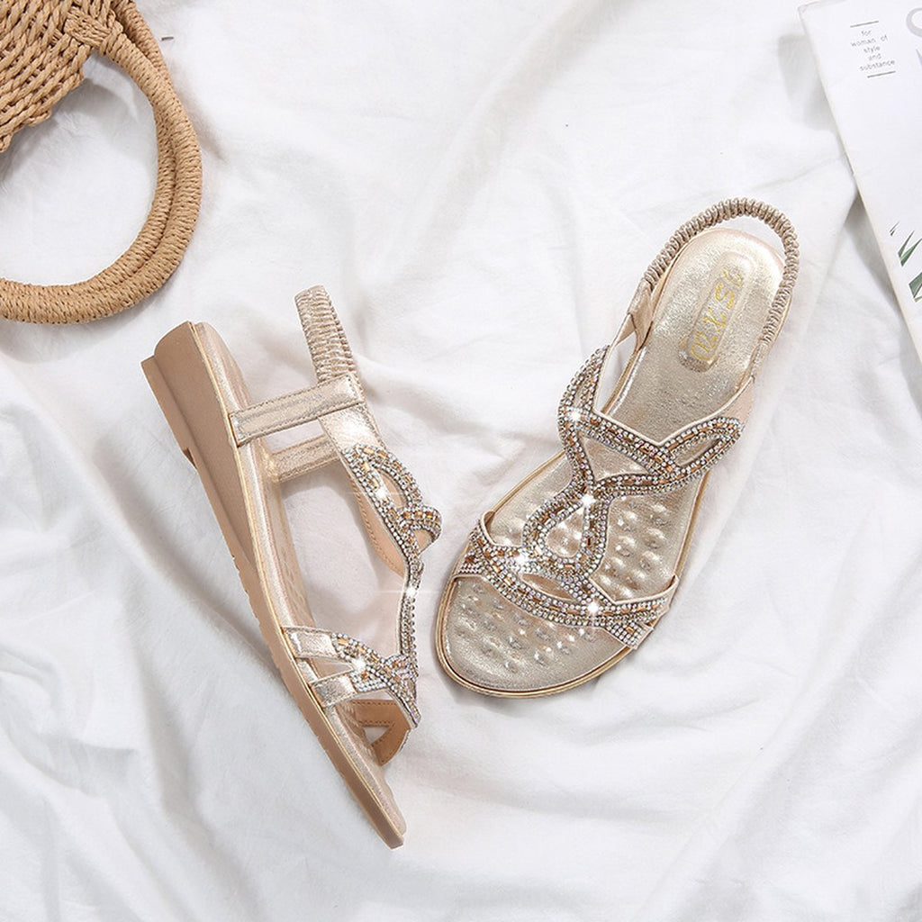 Rhinestone Wedge Sandals