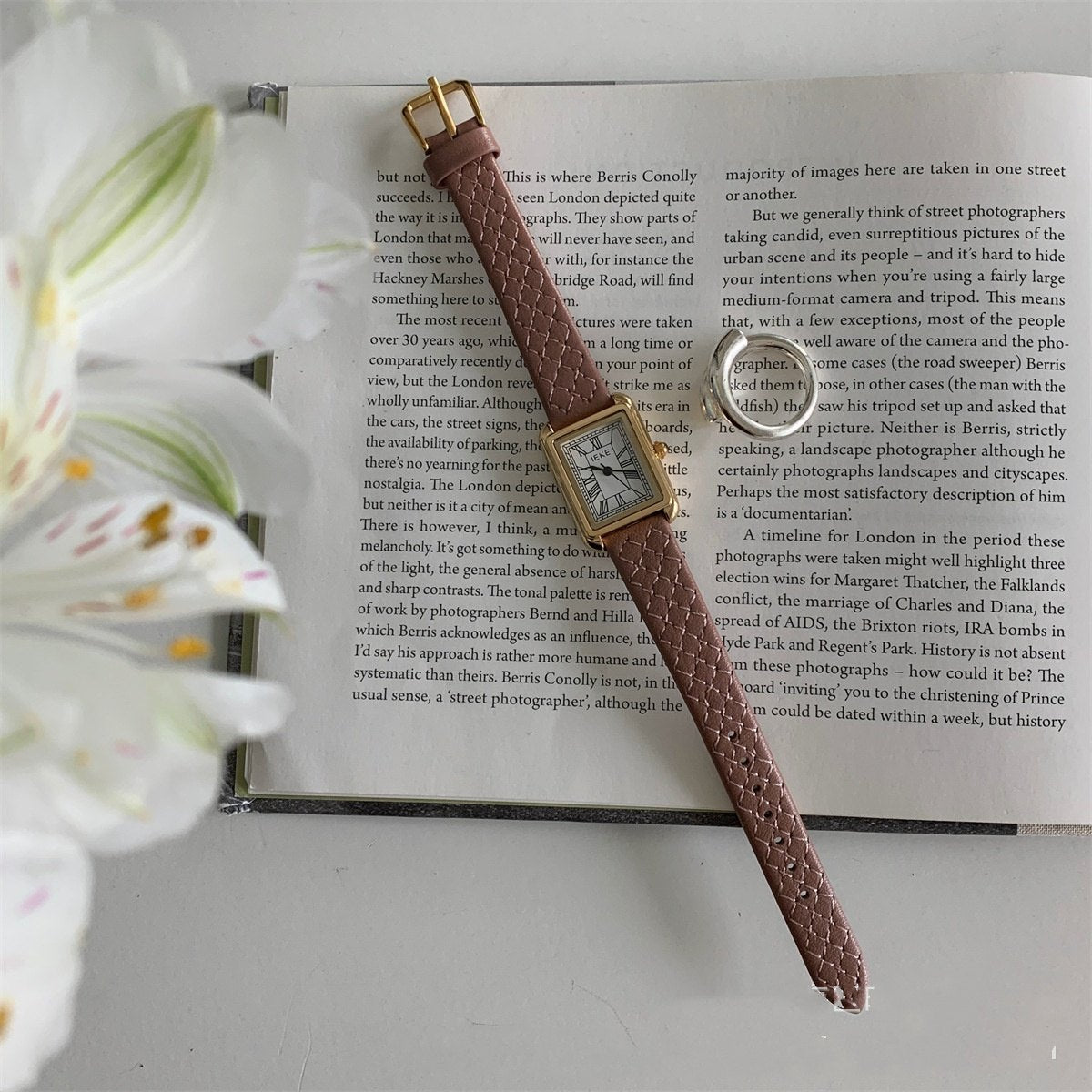 Roman Rectangular Leather Watch