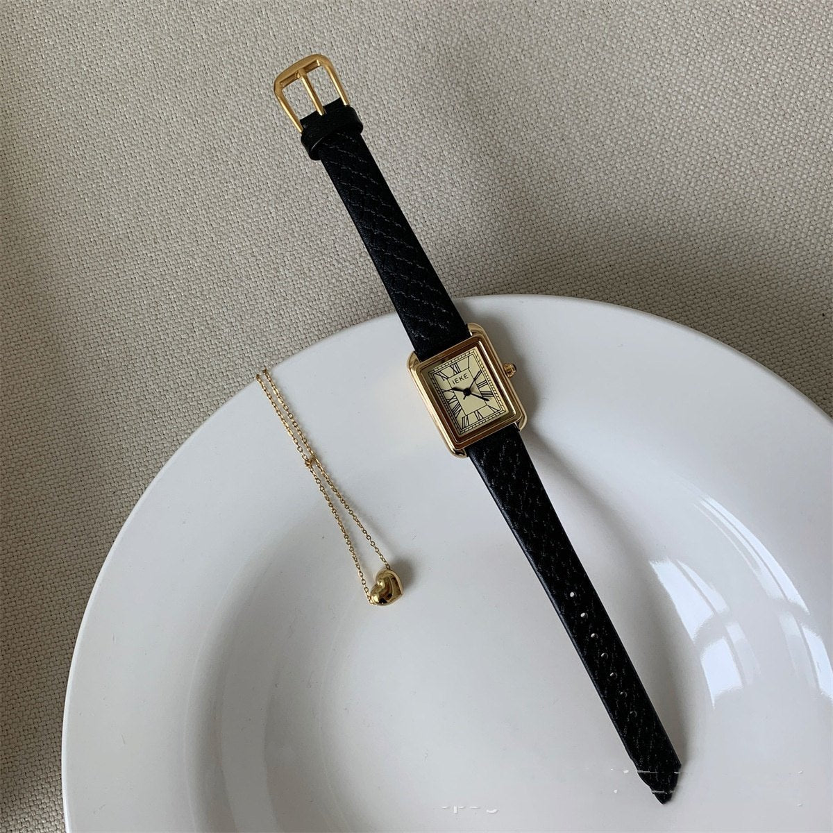 Roman Rectangular Leather Watch