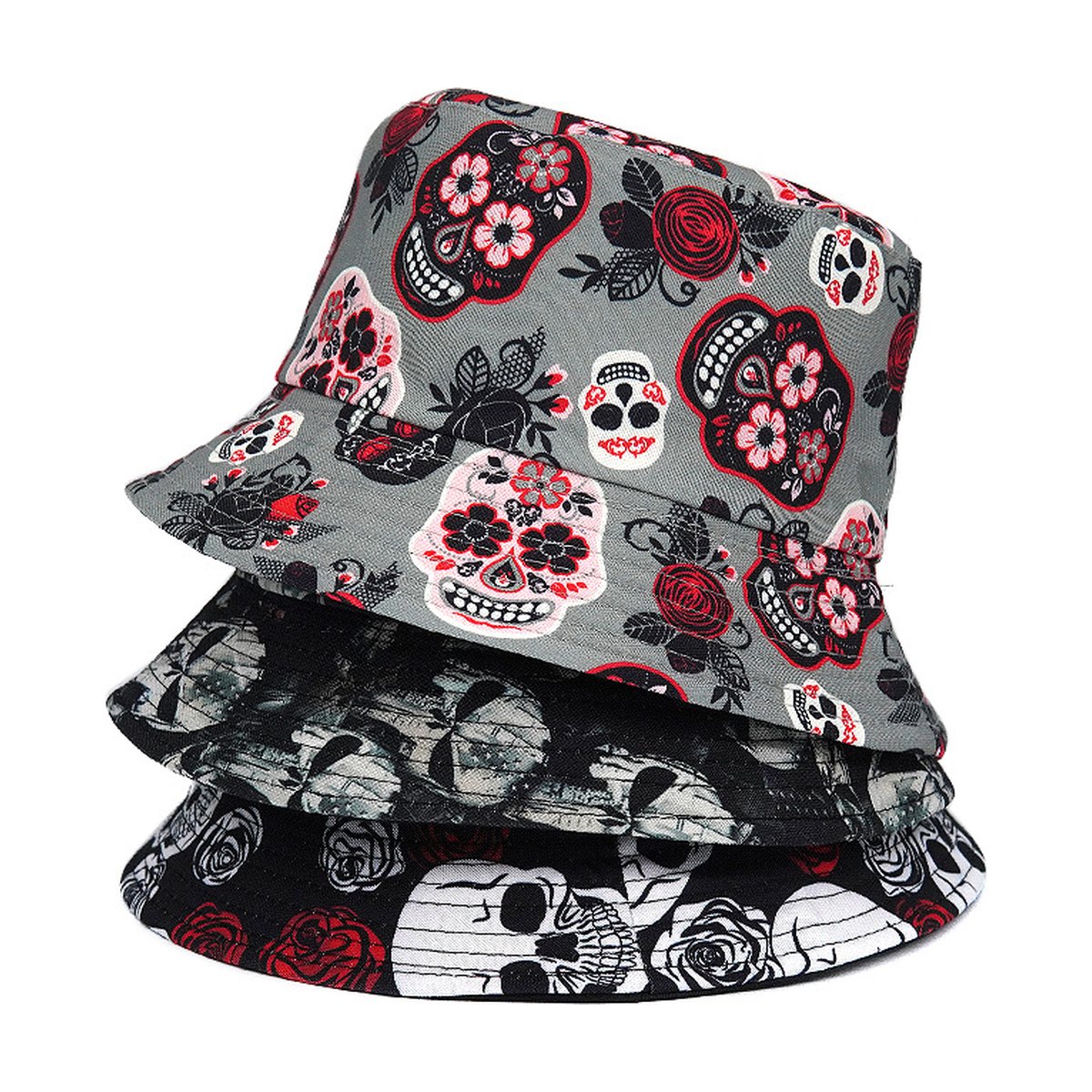 Rose Skull Bucket Hat Printing Tide