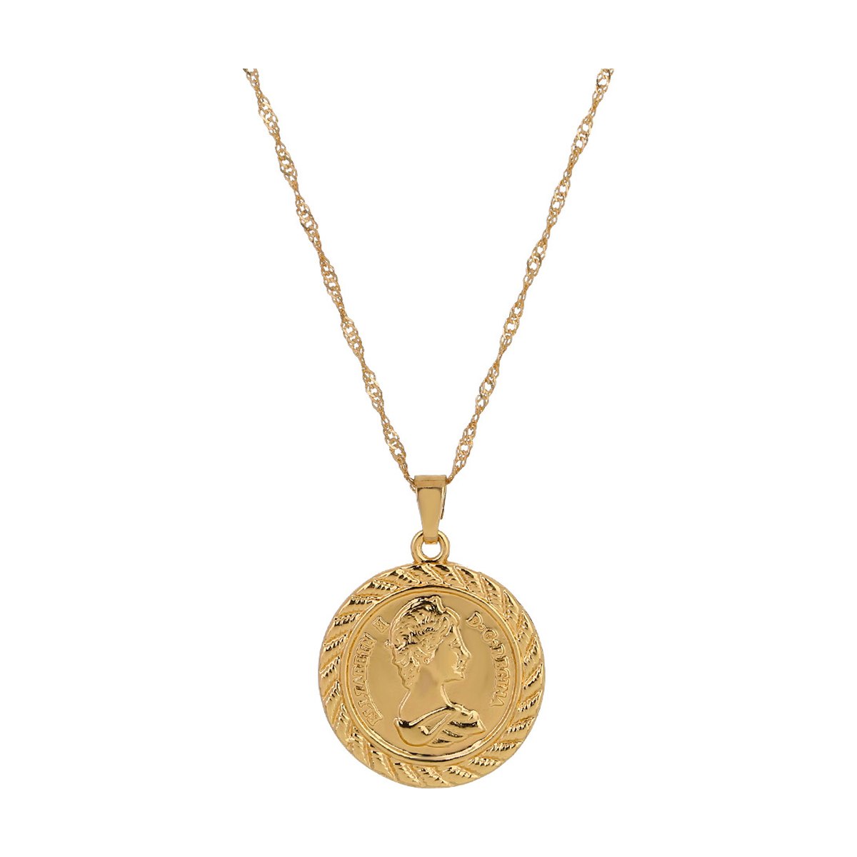 Round Coin Pendant Necklace Portrait Exquisite