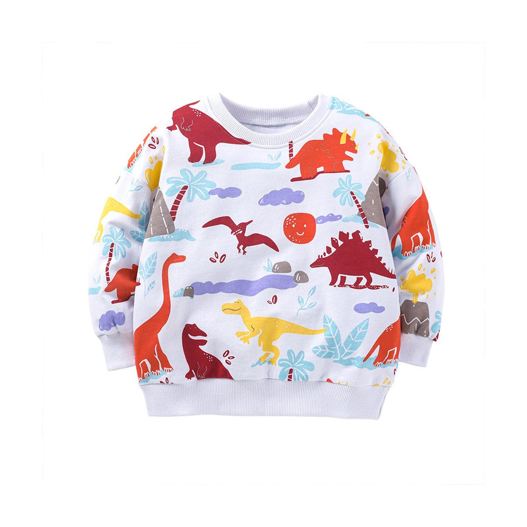 's Long-sleeved Baby Top Cotton Dinosaur Children's
