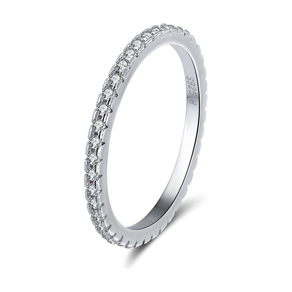 S925 Sterling Silver Platinum Zircon Diamond Ring