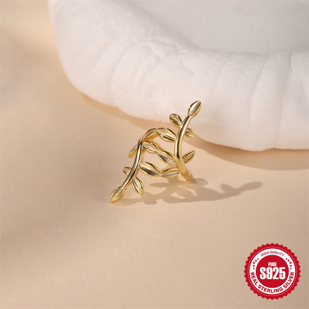 S925 Sterling Silver Smooth Surface Branch Ear