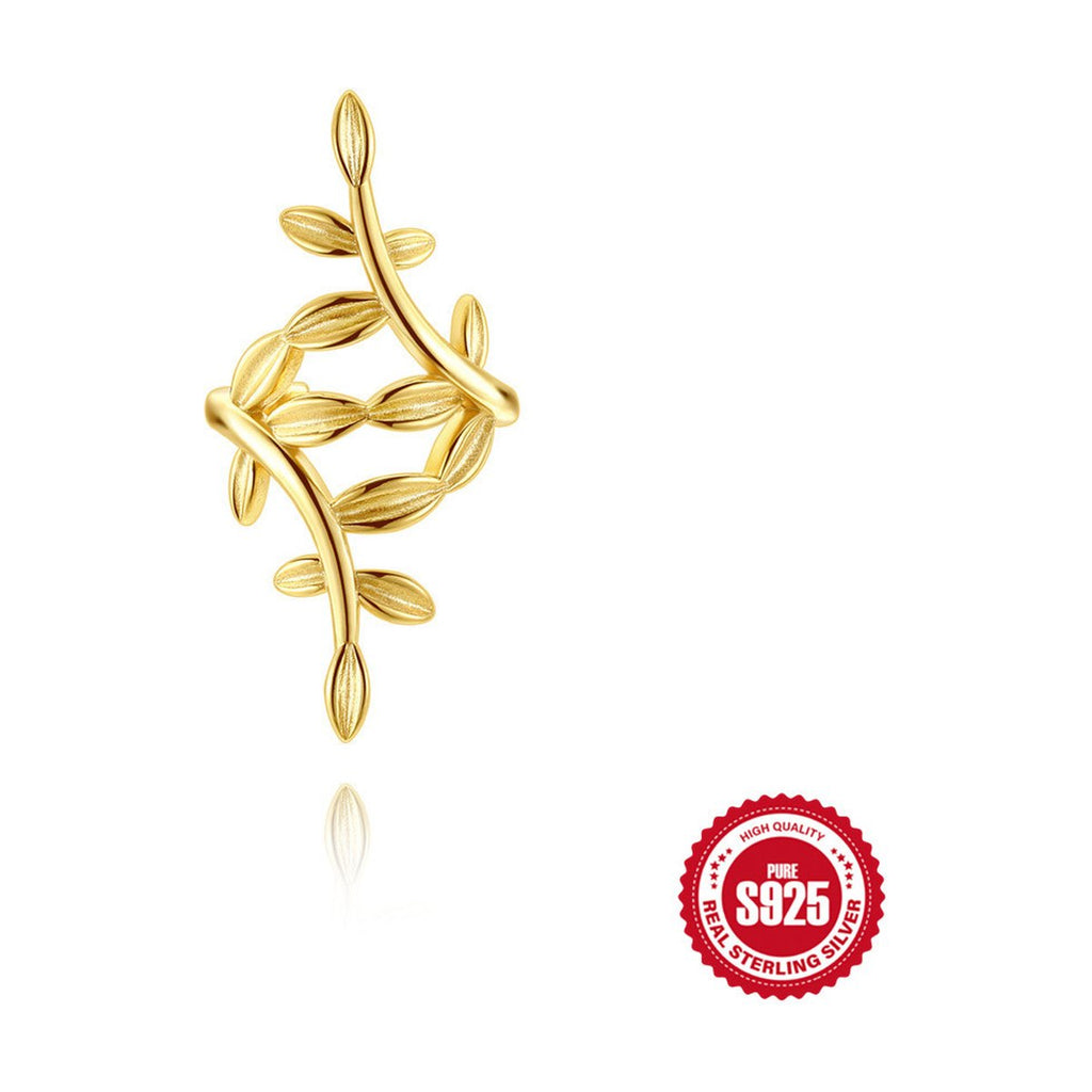S925 Sterling Silver Smooth Surface Branch Ear