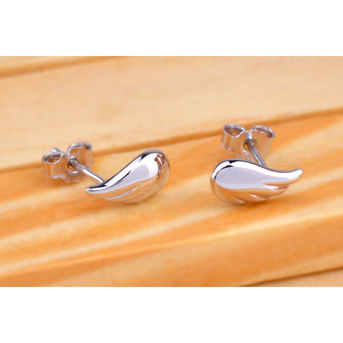 S925 Sterling Silver Stud Earrings Angel Wings