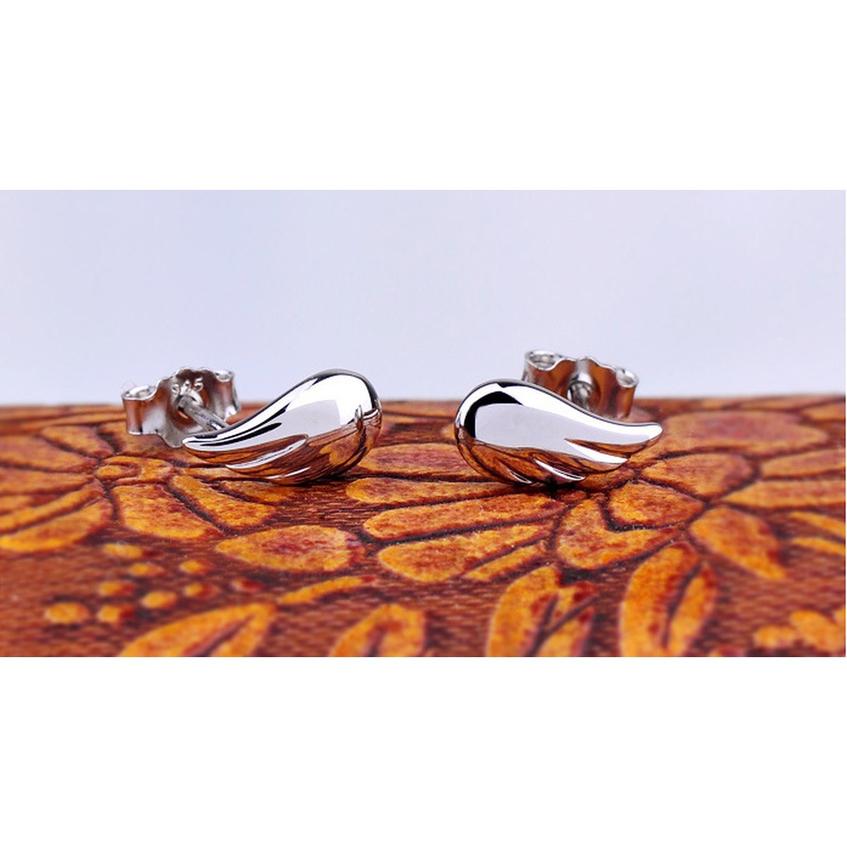 S925 Sterling Silver Stud Earrings Angel Wings