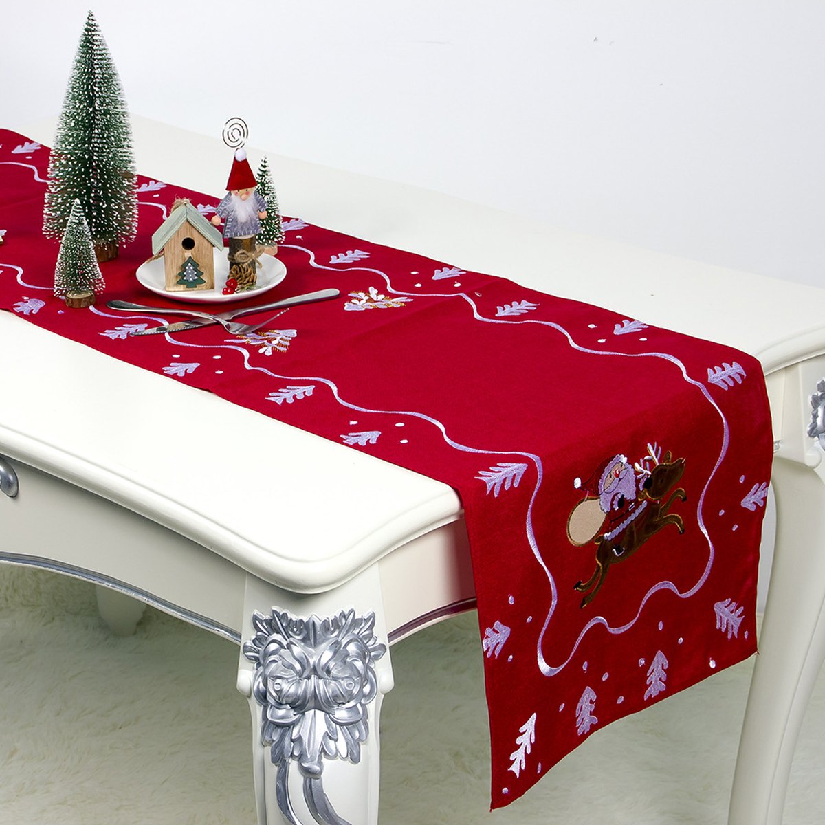 Santa Embroidered Table Runner