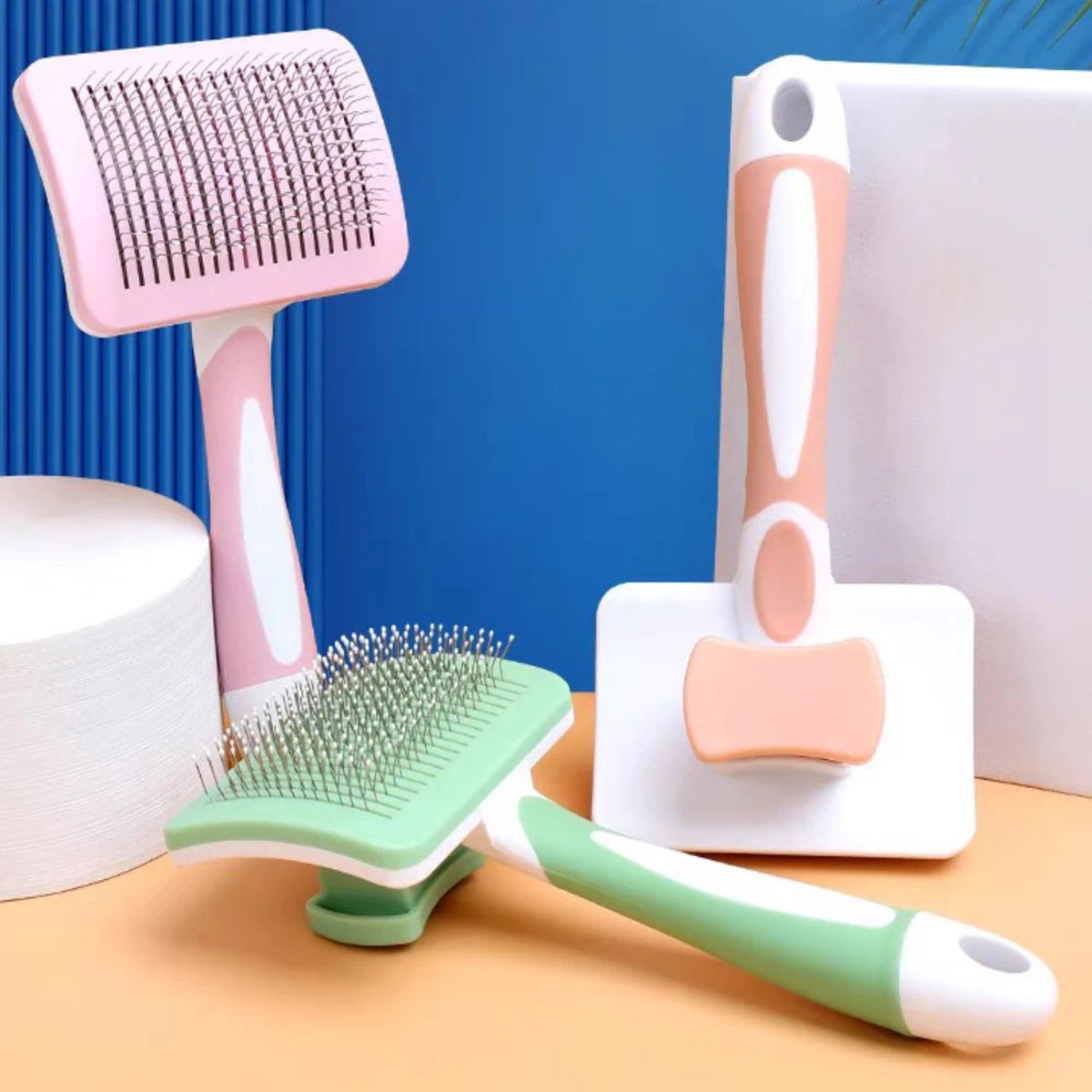 Self Cleaning Slicker Brush Dogs Cats Pets-one