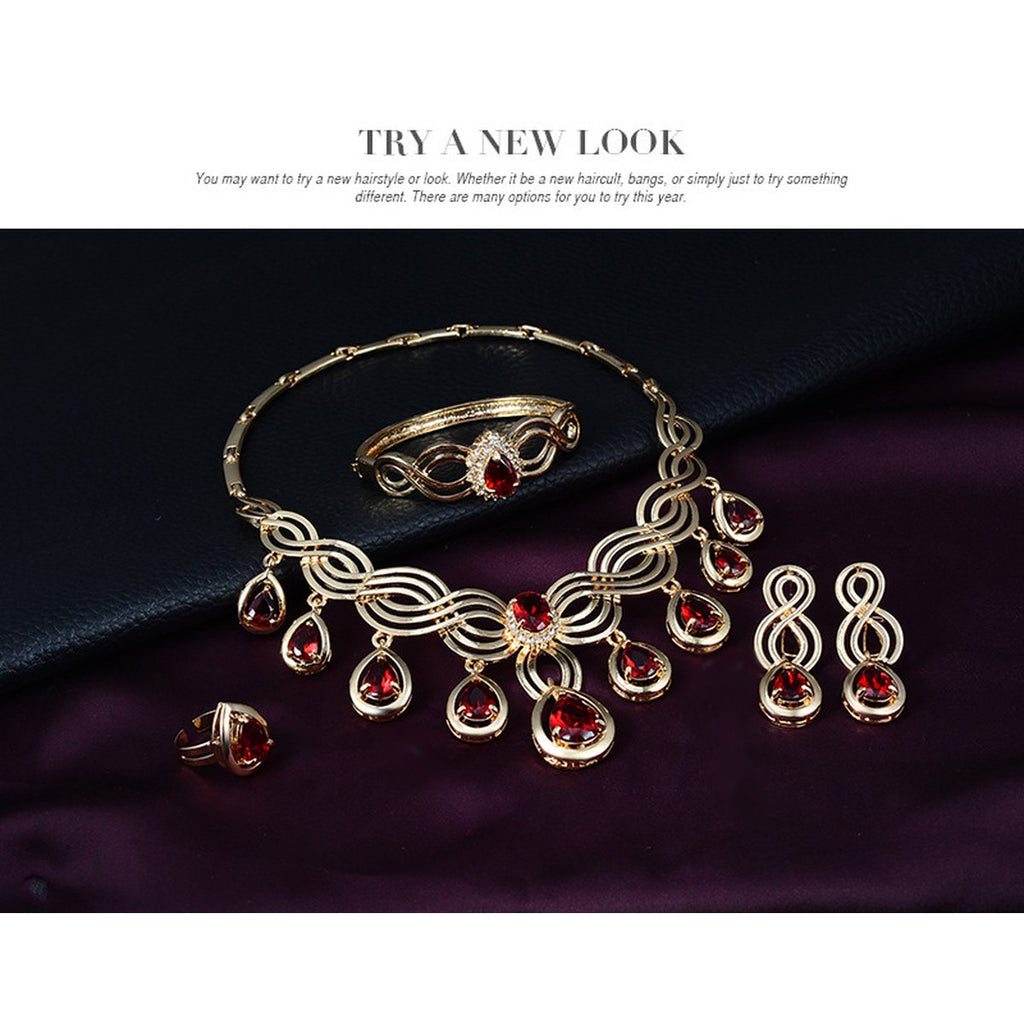 Set Jewelry Gems Necklace Earrings Alloy