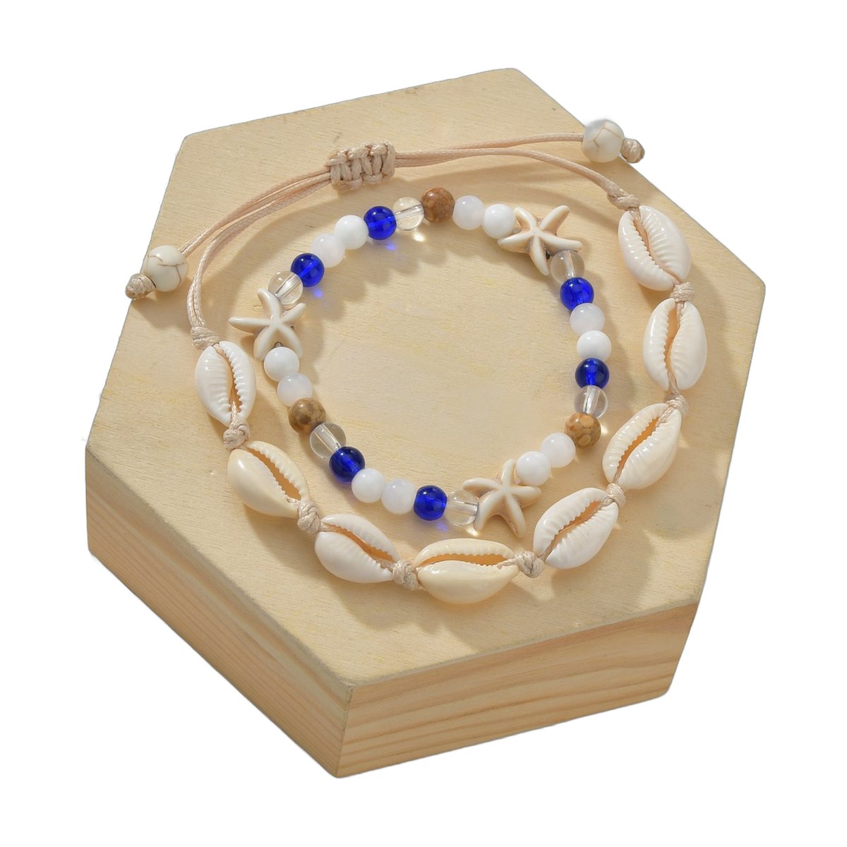 Shell Bead Anklet Set