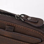 Short Head Leather Wallet Retro Vertical Zipper