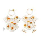 Short Sleeve Romper Baby Bodysuit Headband Triangle