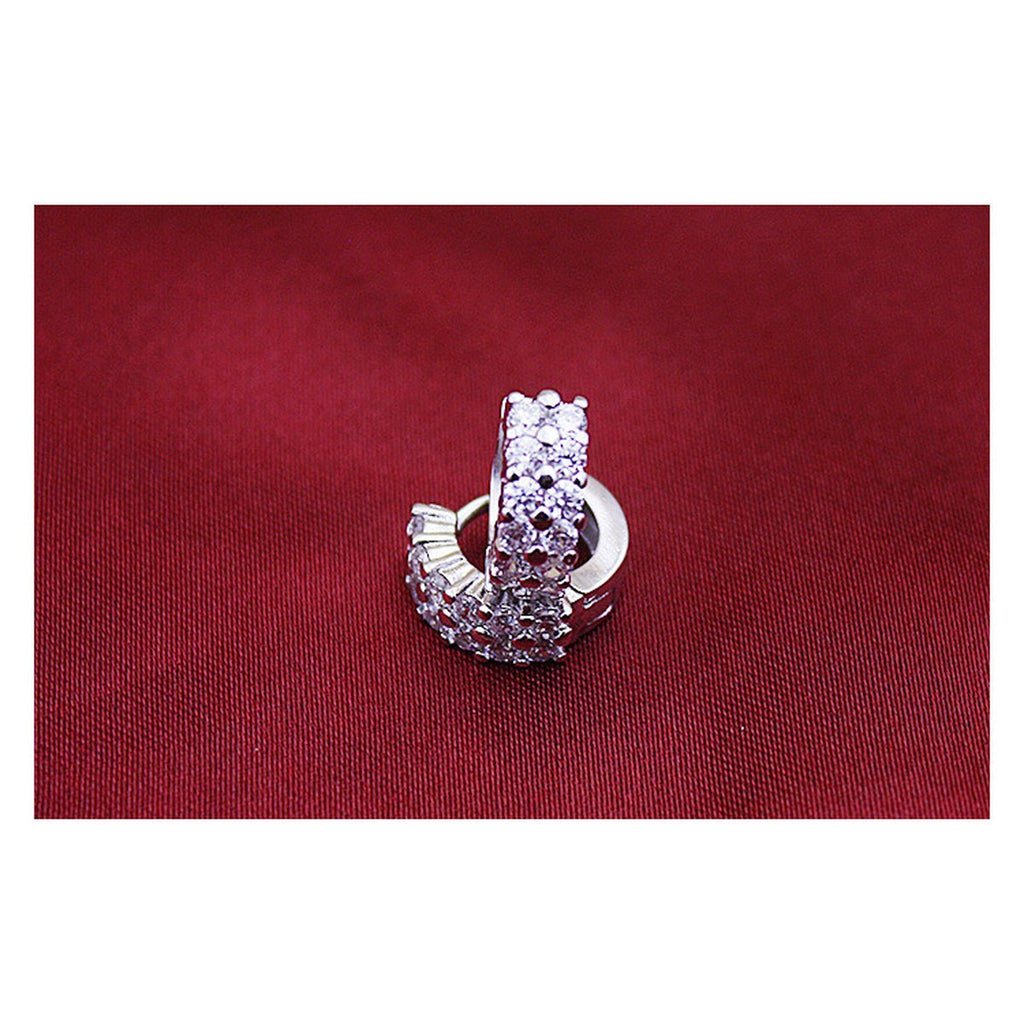 Silver Plated Double Row Drop Earrings