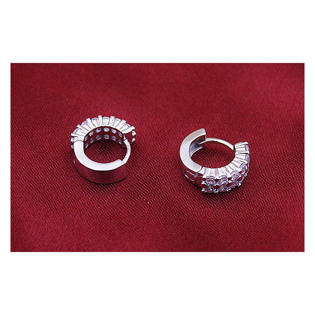 Silver Plated Double Row Drop Earrings