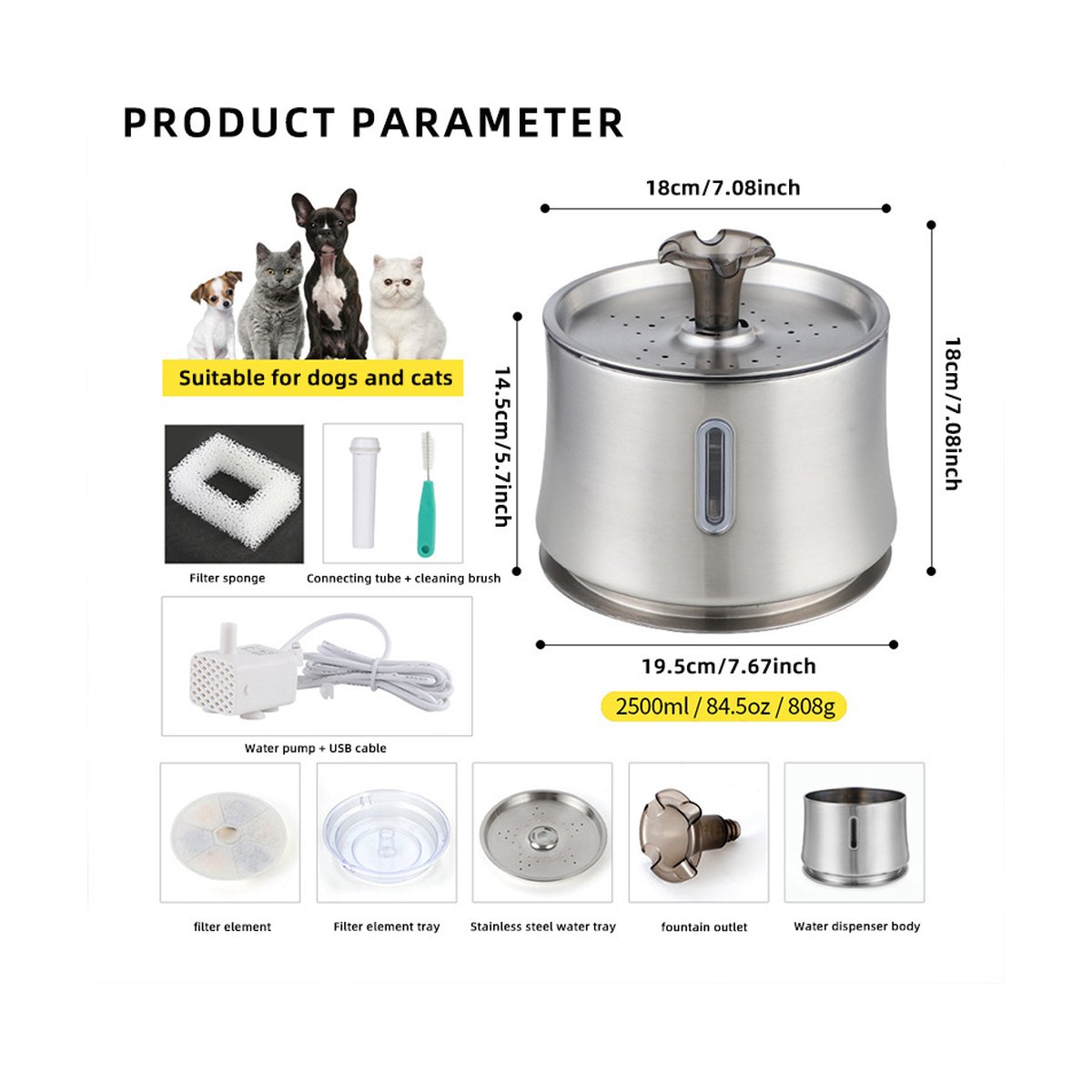 Smart Silent Automatic Pet Water Fountain