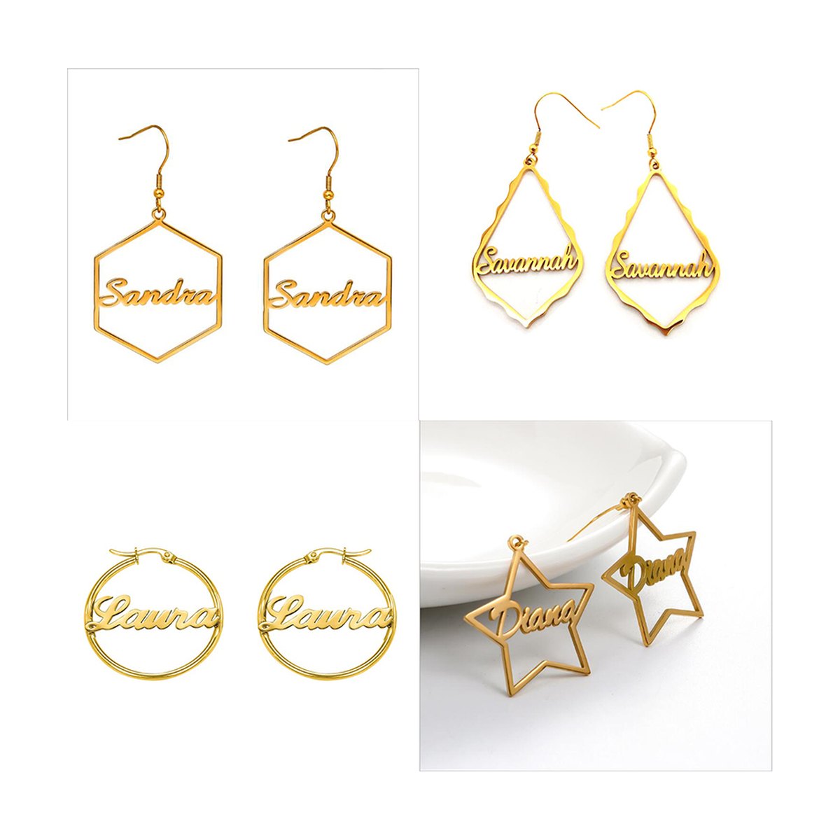 Stainless Steel Initial Hoop Earrings