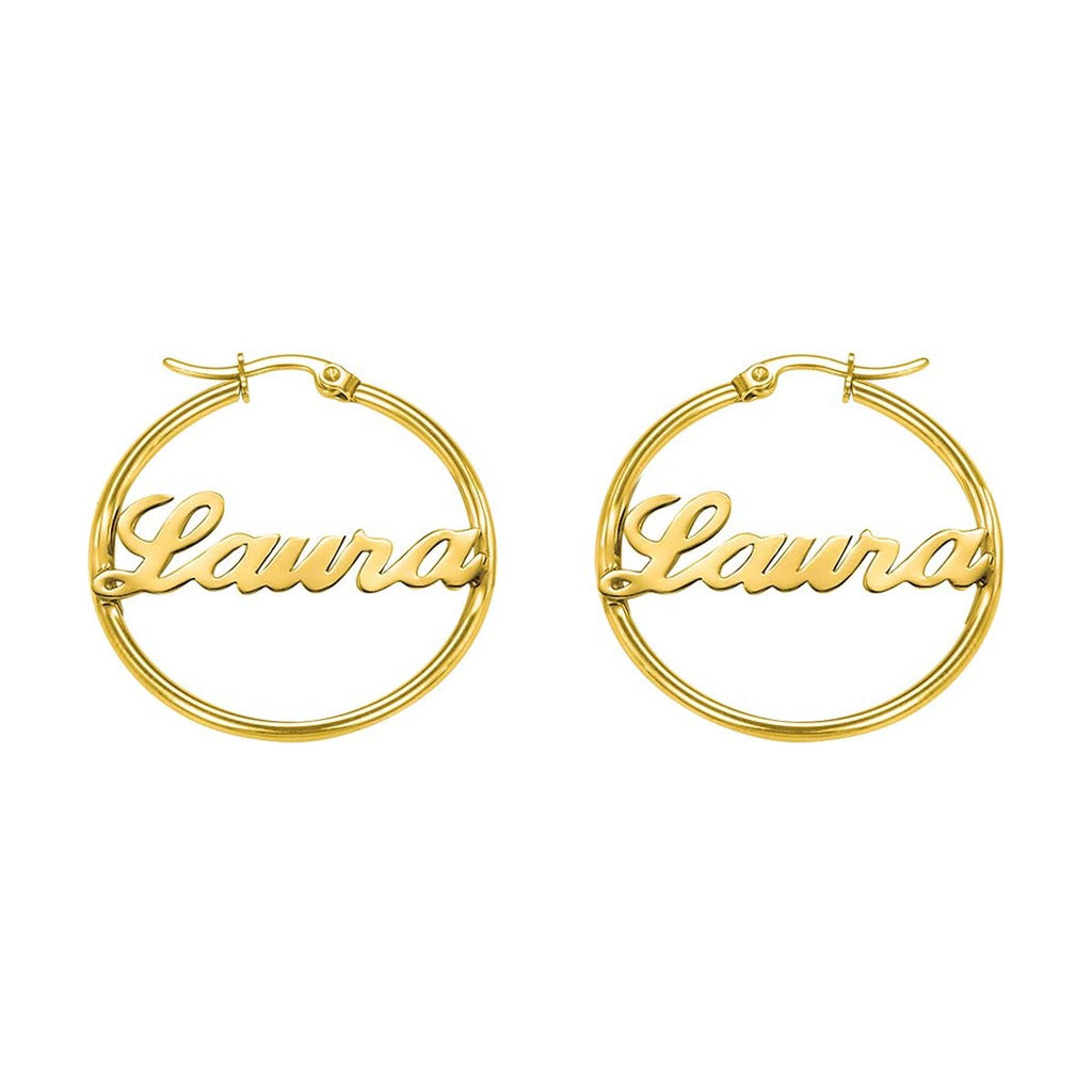 Stainless Steel Initial Hoop Earrings