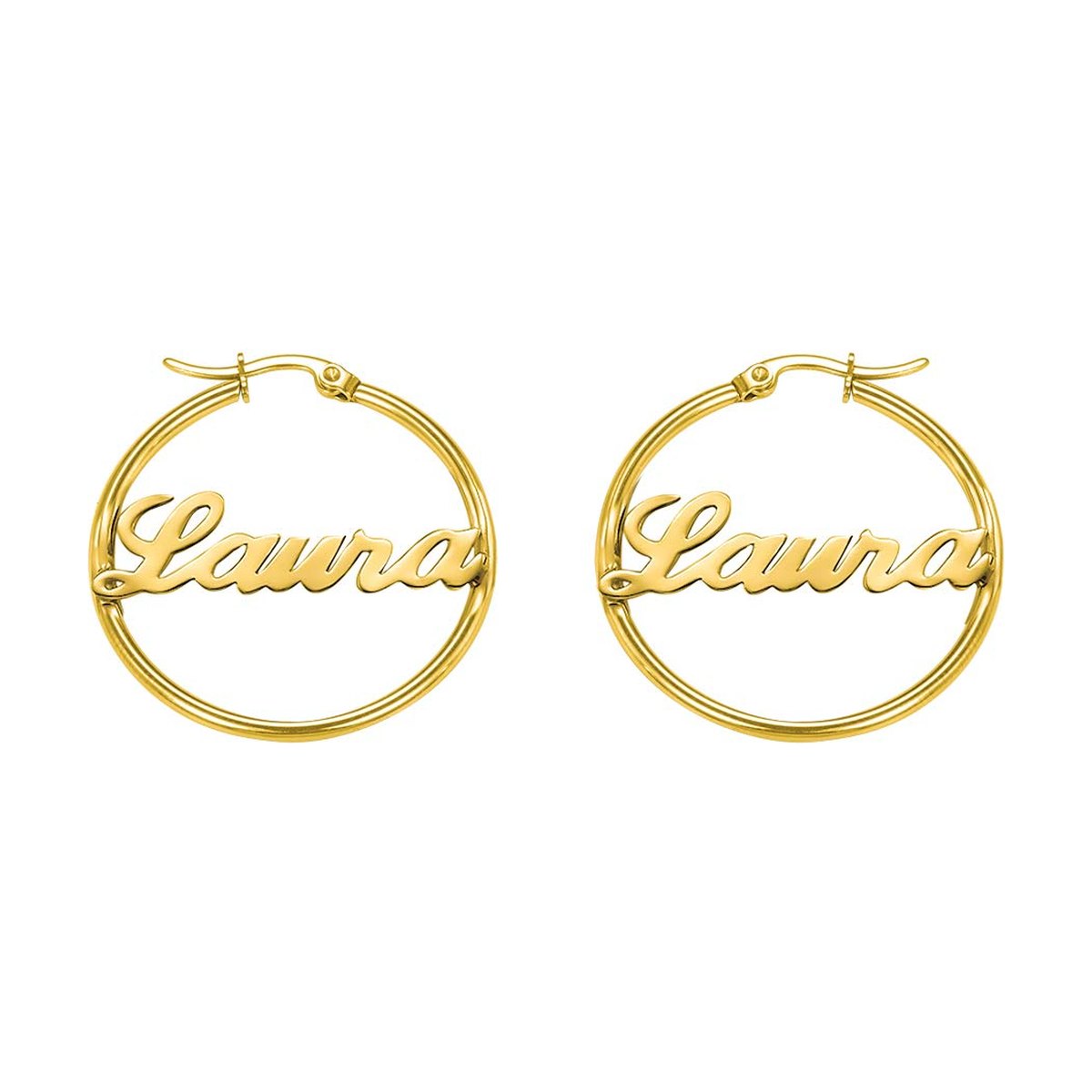Stainless Steel Initial Hoop Earrings