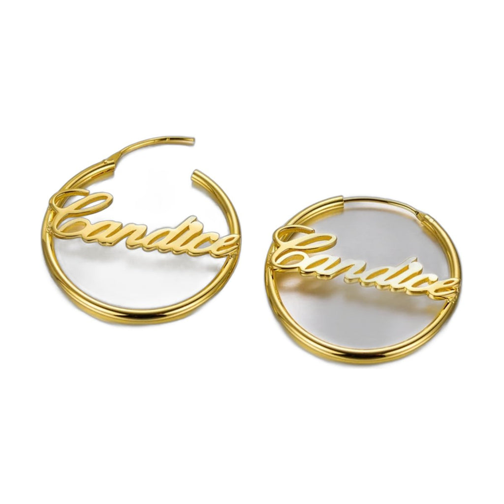 Stainless Steel Initial Hoop Earrings