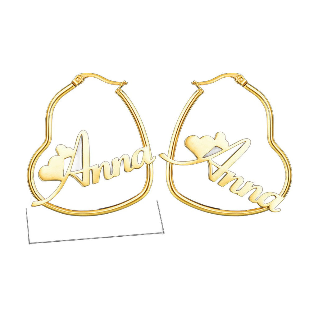 Stainless Steel Initial Hoop Earrings