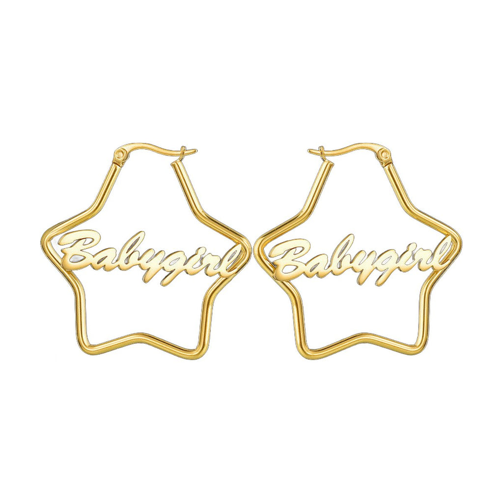 Stainless Steel Initial Hoop Earrings