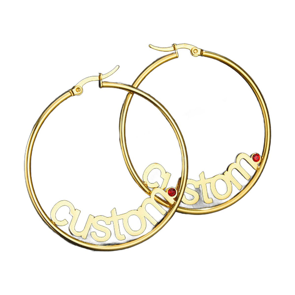 Stainless Steel Initial Hoop Earrings