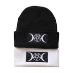 Star Goth Beanie Embroidery Knitted Hat