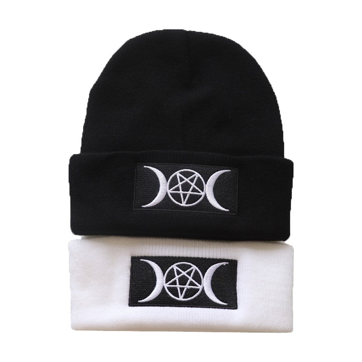 Star Goth Beanie Embroidery Knitted Hat