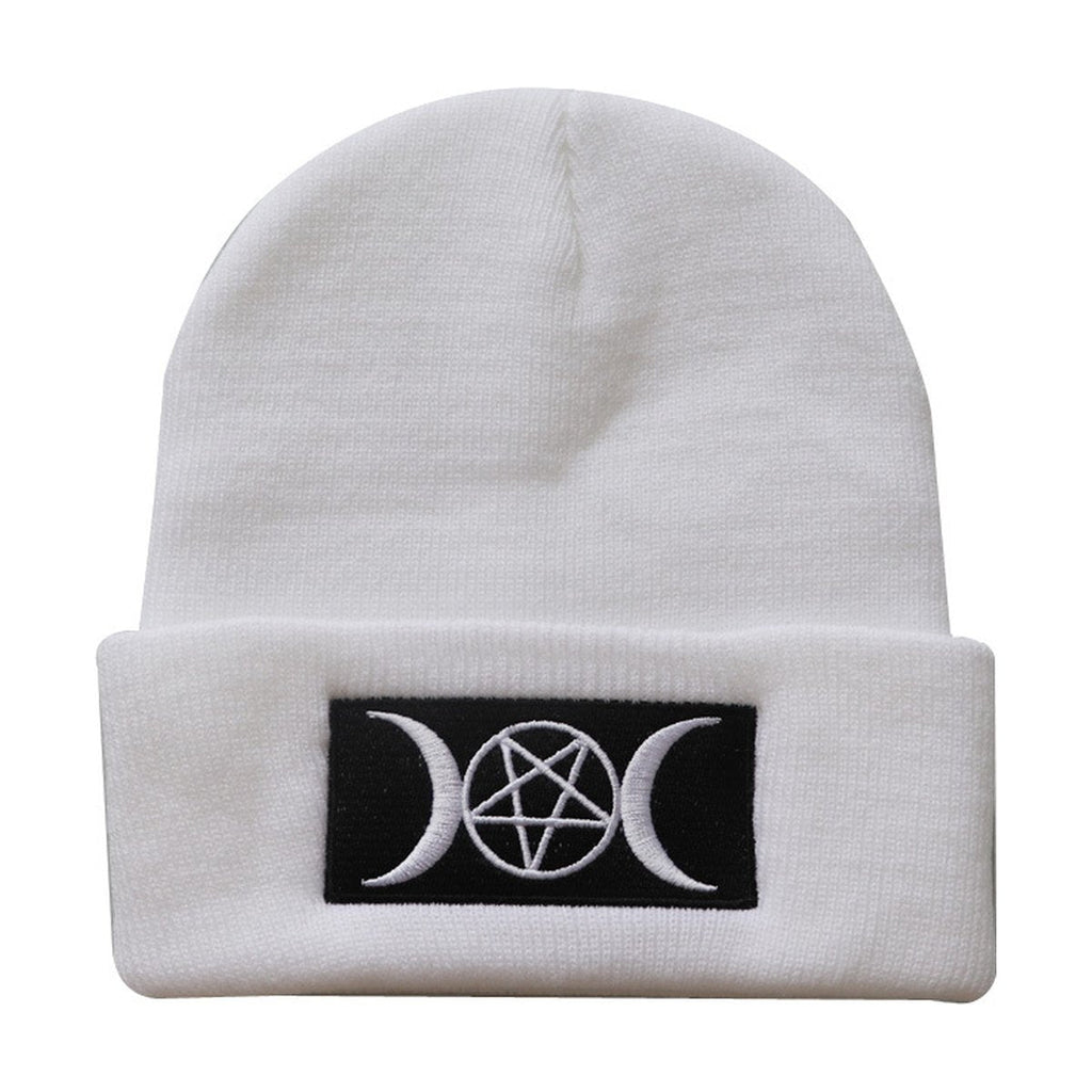 Star Goth Beanie Embroidery Knitted Hat