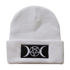 Star Goth Beanie Embroidery Knitted Hat