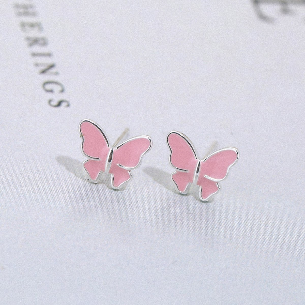 Sterling Silver Stud Earrings Literary Butterfly