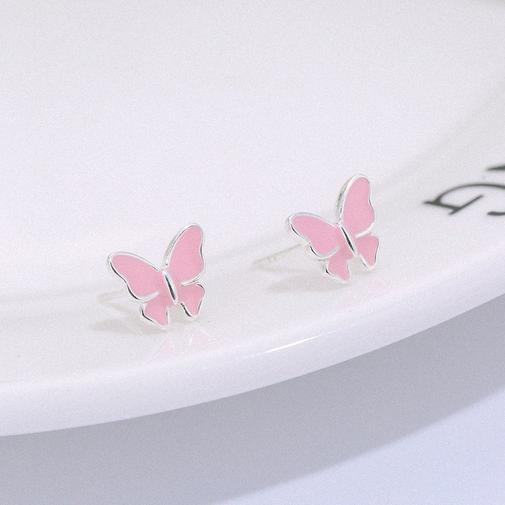 Sterling Silver Stud Earrings Literary Butterfly