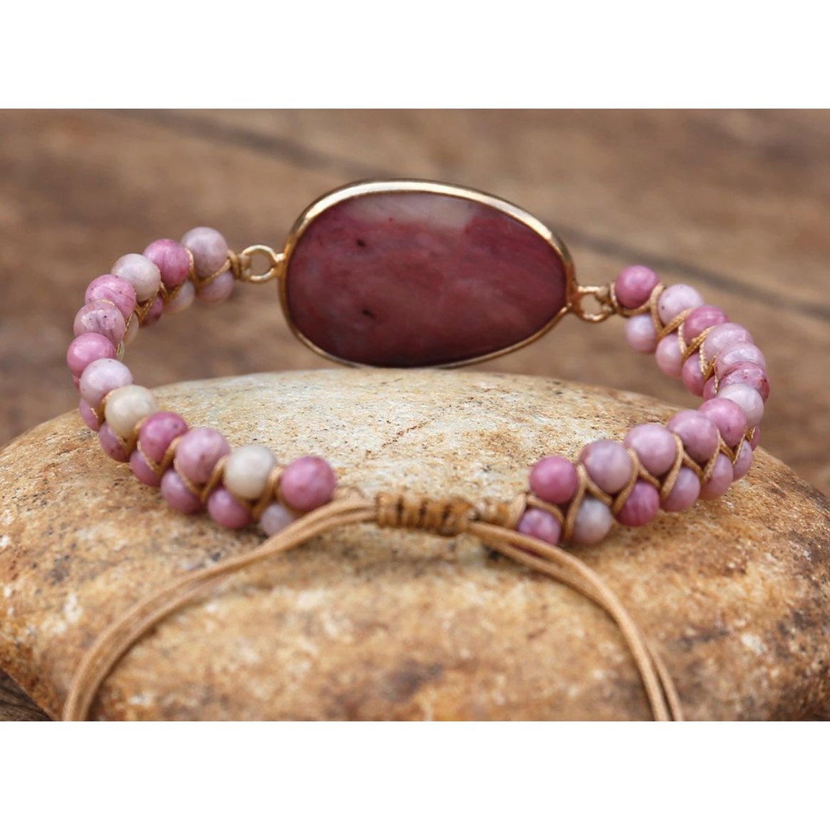Stone Hand Woven Charm Bracelet