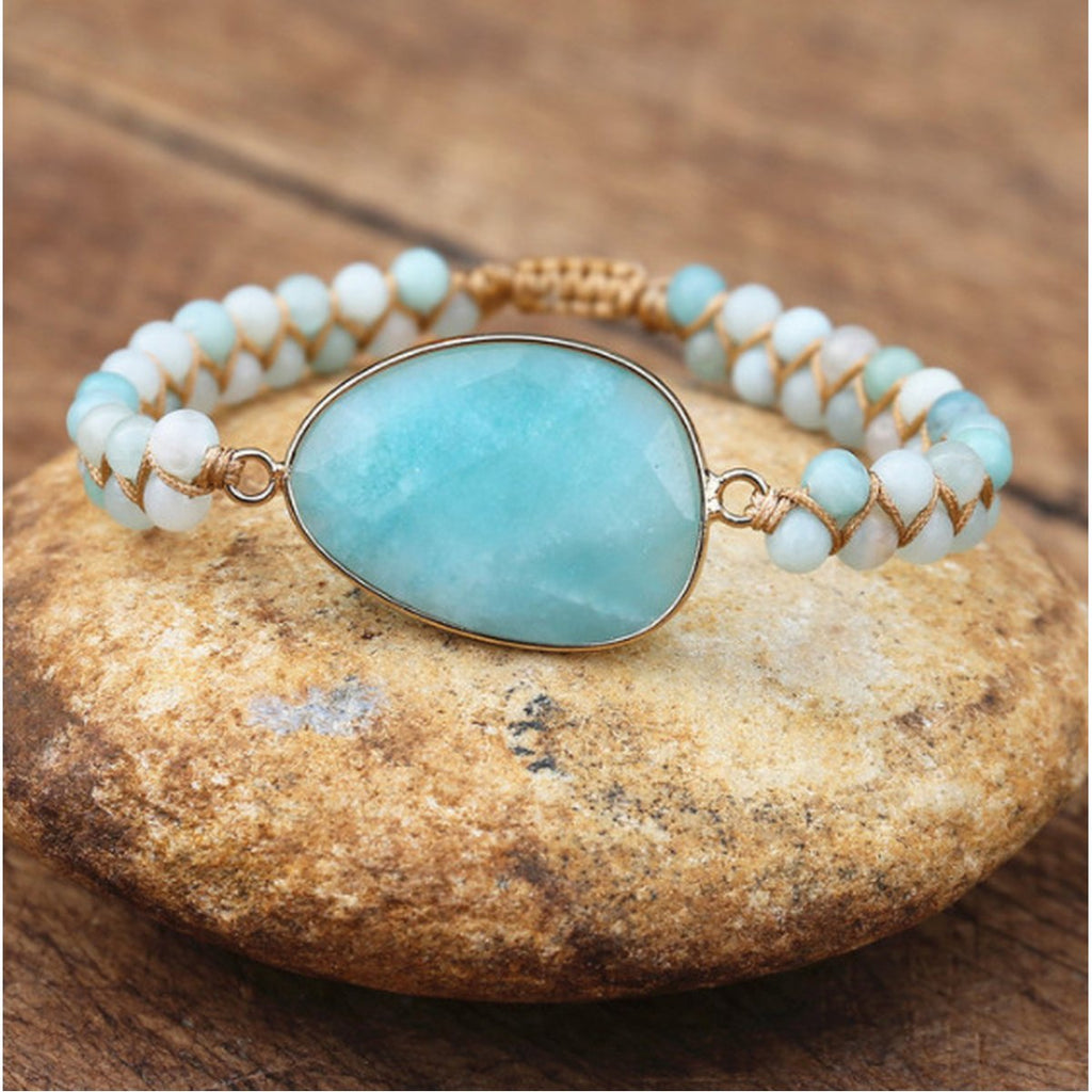 Stone Hand Woven Charm Bracelet