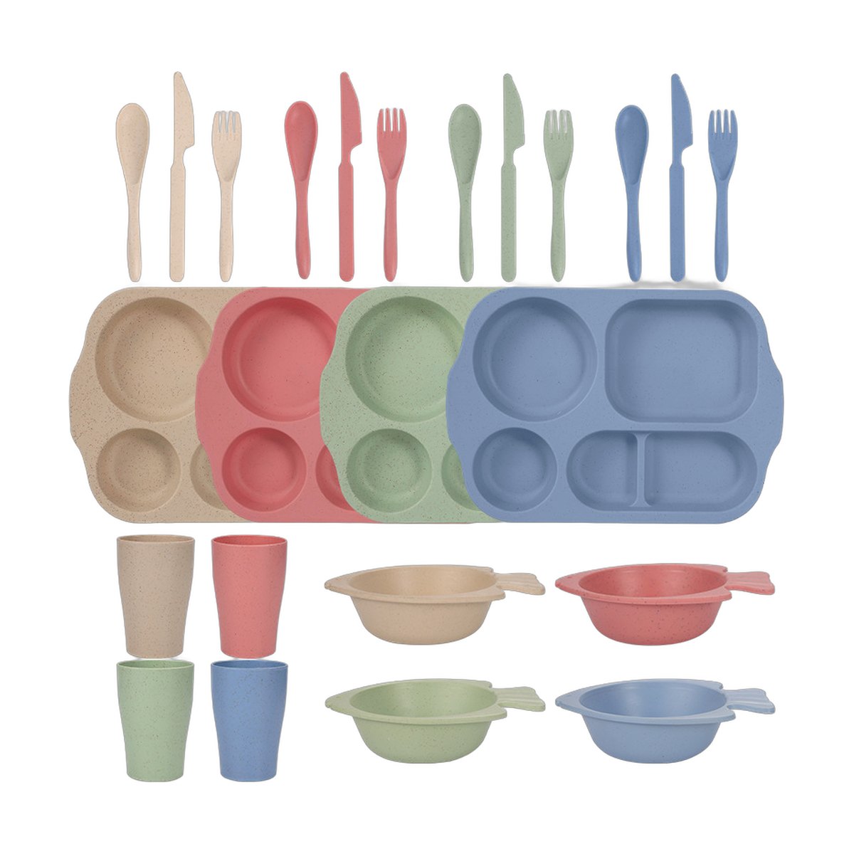 Student Cafeteria Dinner Plate Bowl Cup Utensil