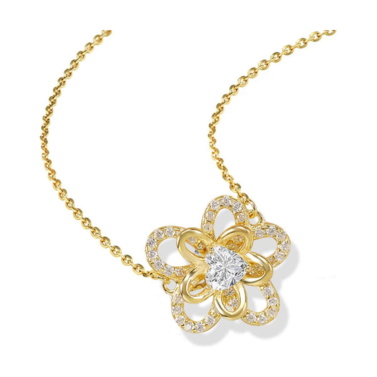 Sunflower Pendant Necklace, 925 Silver