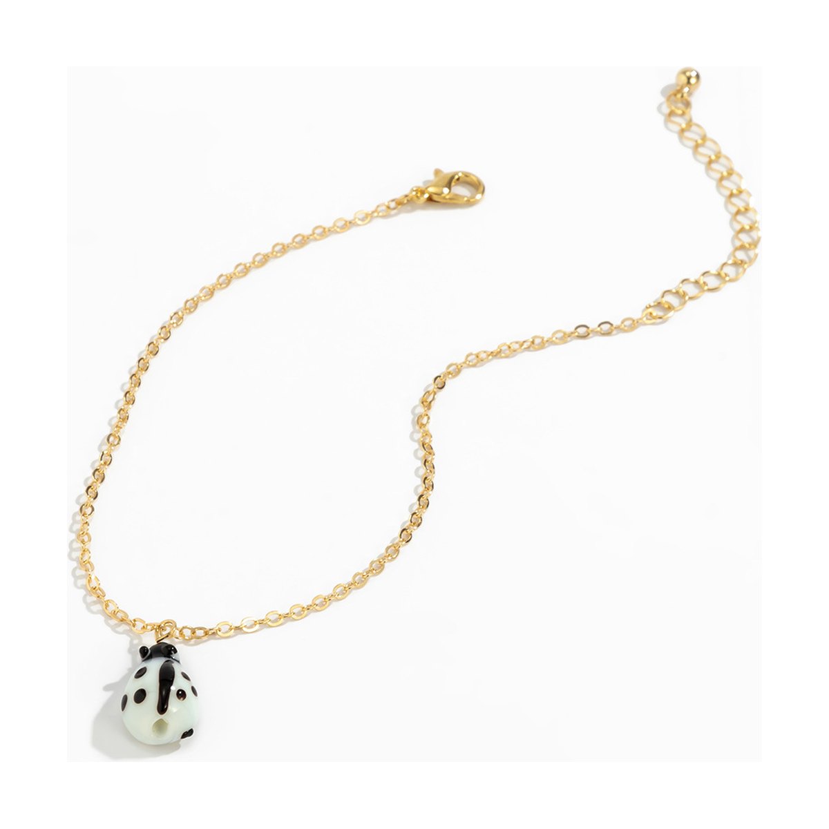 Tag Anklet Metal Thin Chain Glass