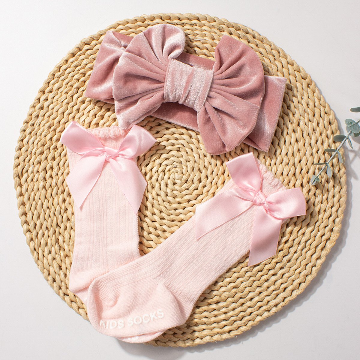 Velvet Headband and Socks Set