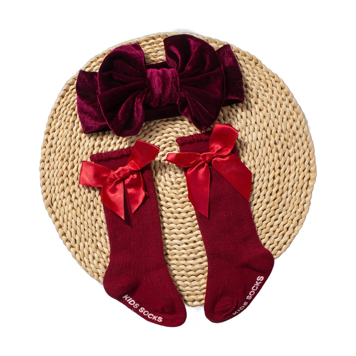 Velvet Headband and Socks Set