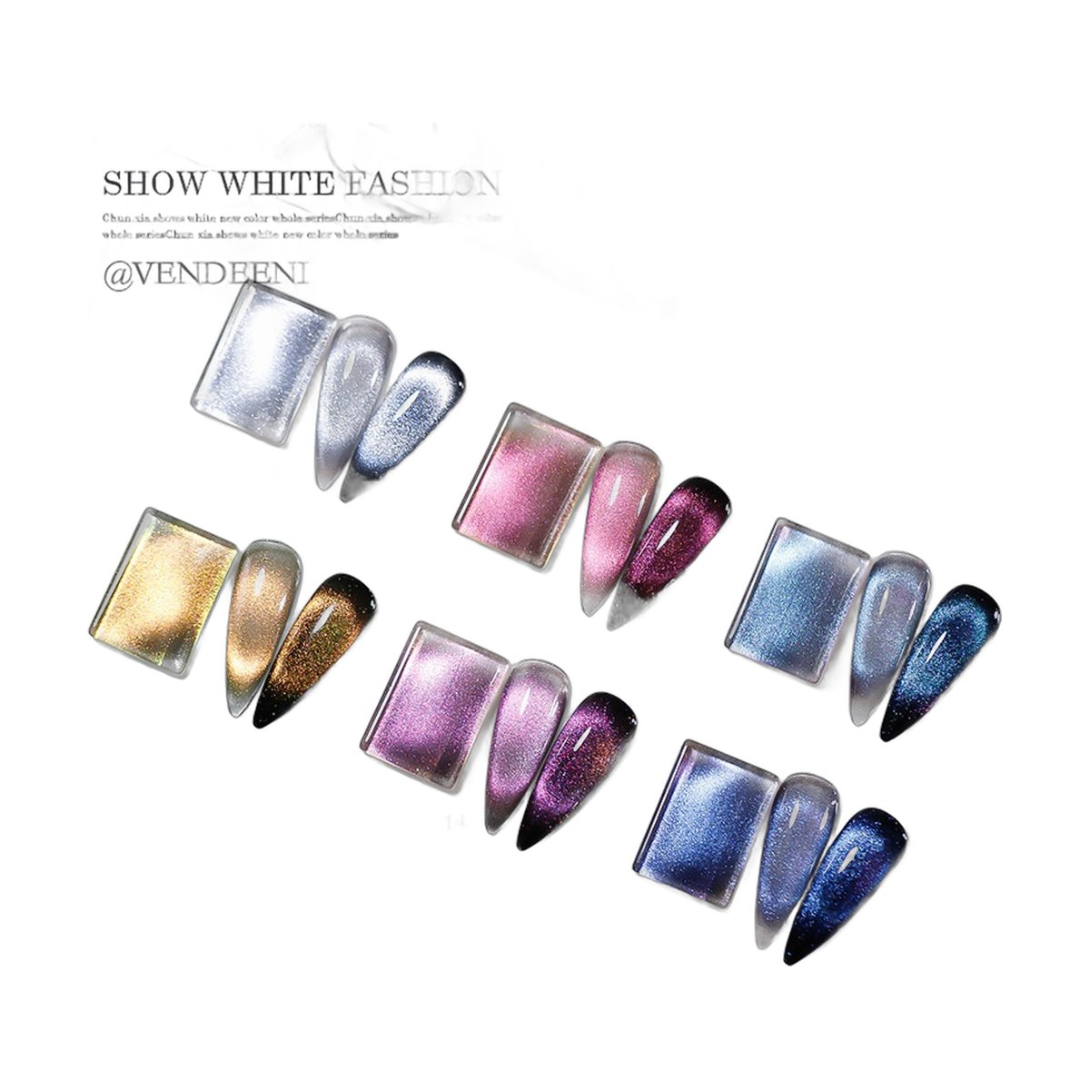 VENDEENI Crystal Cat Eye Gel Polish – 15 Shades