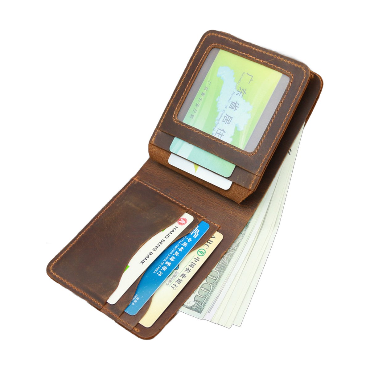 Wallet Leather Retro Rough Tri-fold First Layer