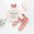White Jacket Pink Headband Trousers Baby Three-piece