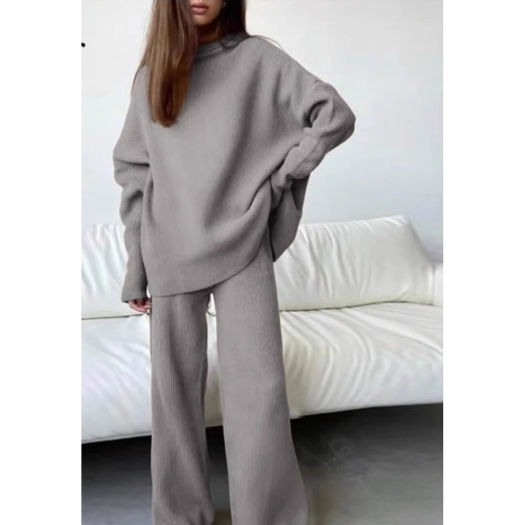 Women's 2 Pieces Sets Knitted Tracksuit Turtleneck Sweater