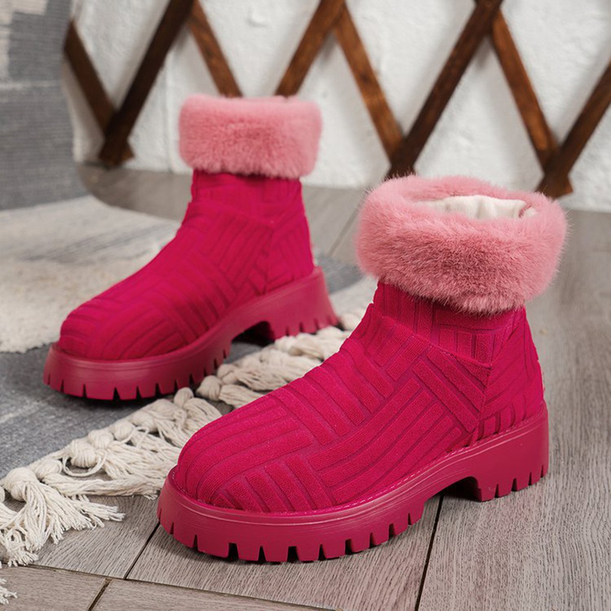 Women's Ankle Boots Fashoin Thick-soled Thickened Snow Plush
