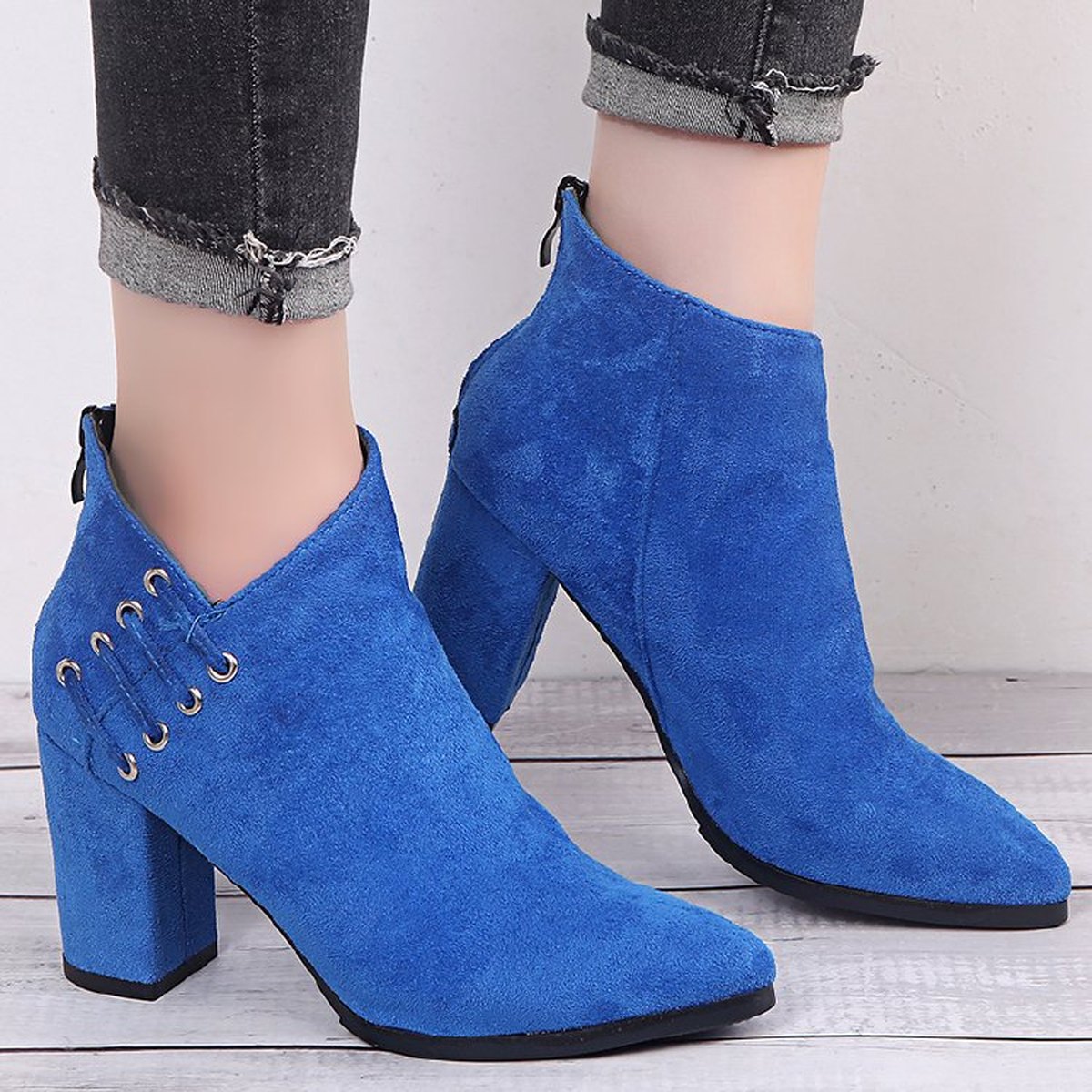 Women's Ankle Boots Pointed-toe Zipper Shoes