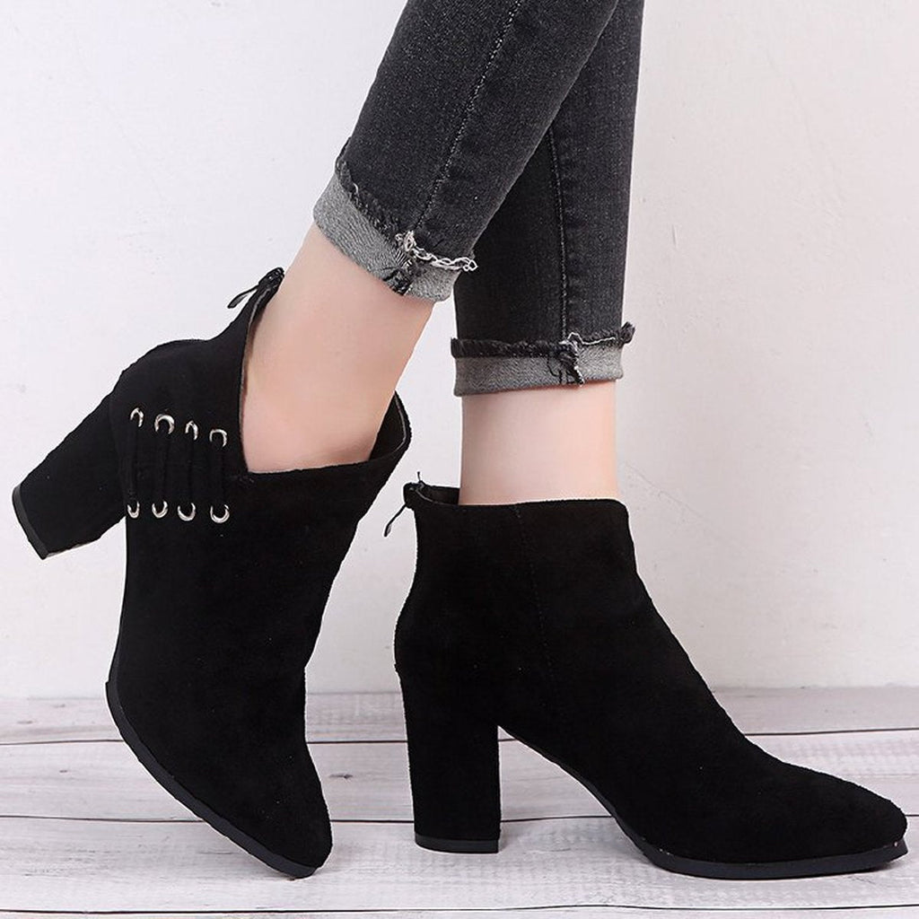 Women's Ankle Boots Pointed-toe Zipper Shoes